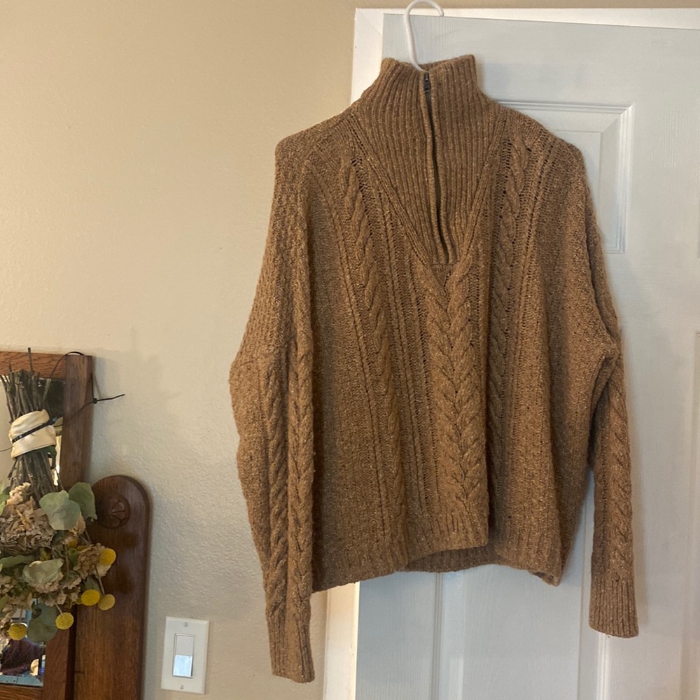 Madewell, XL, quarter zip cable sweater